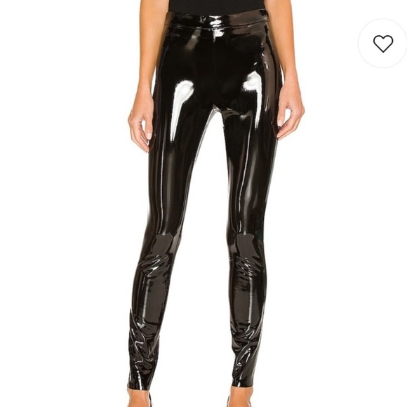 Alice + Olivia Pants - ALICE AND OLIVIA Maddox Black Faux Patent Leather Skinny Pants NWT